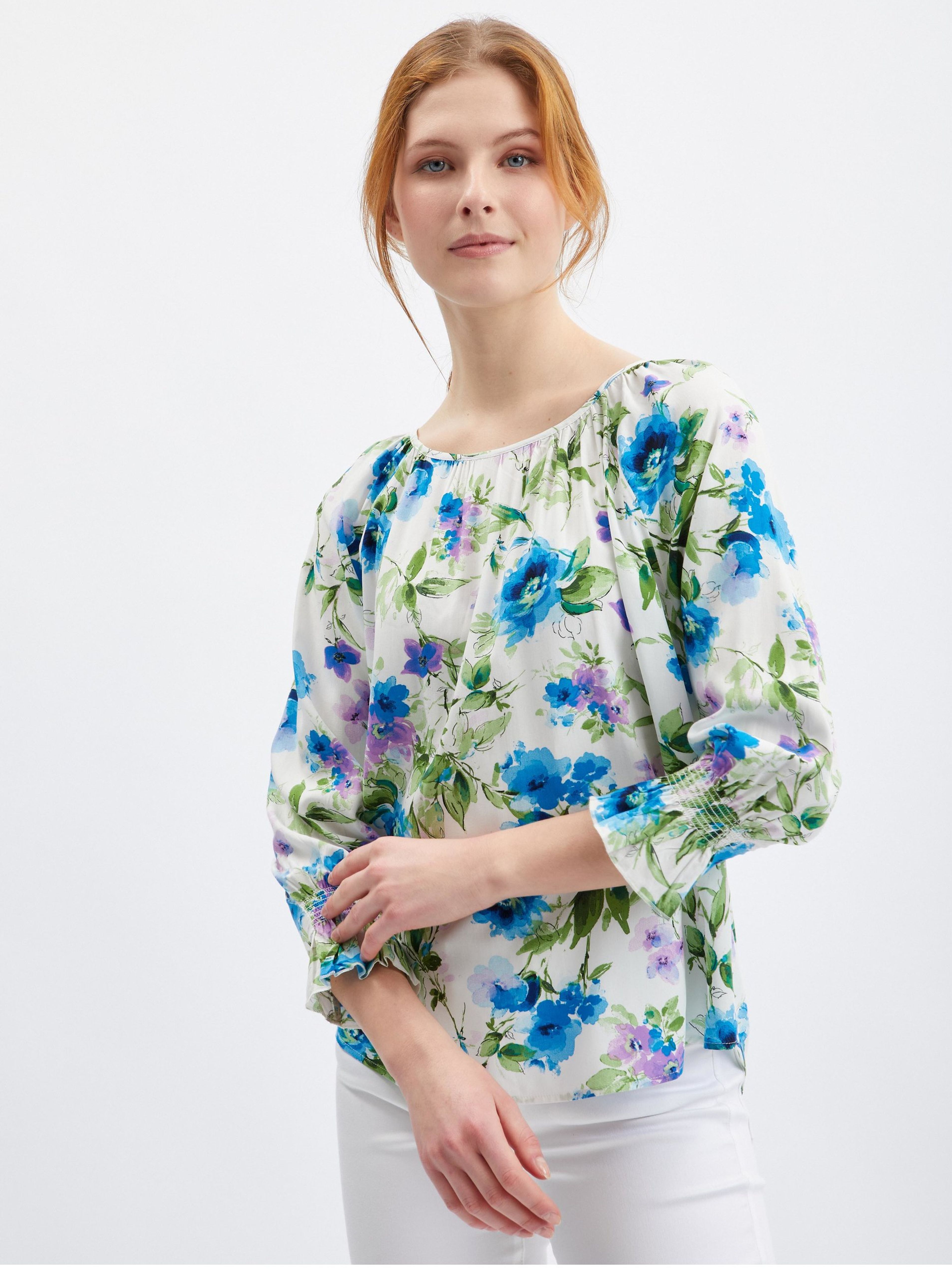 Fioletowo-kremowa bluzka damska ORSAY