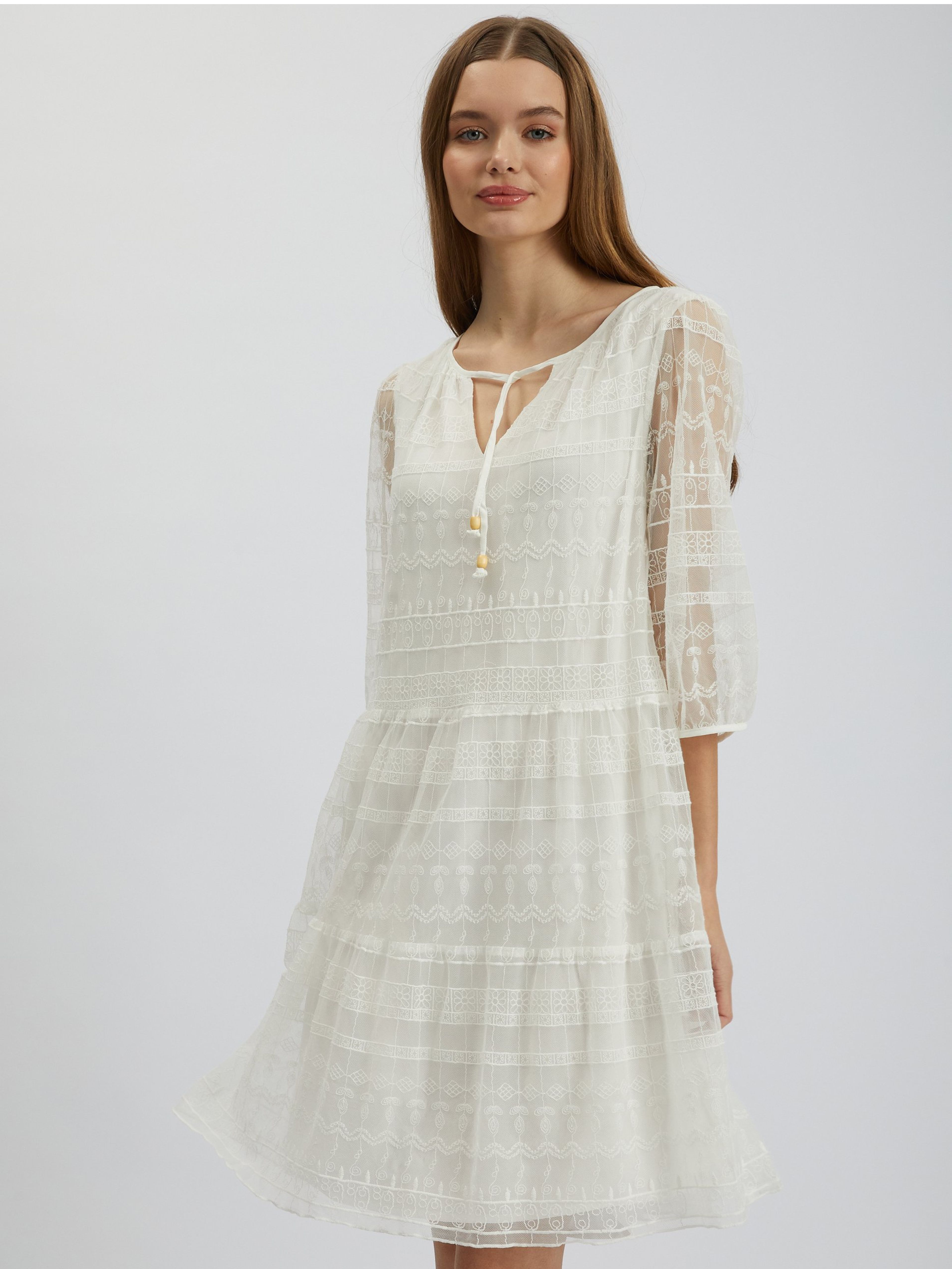 Bílé dámské krajkové šaty ORSAY