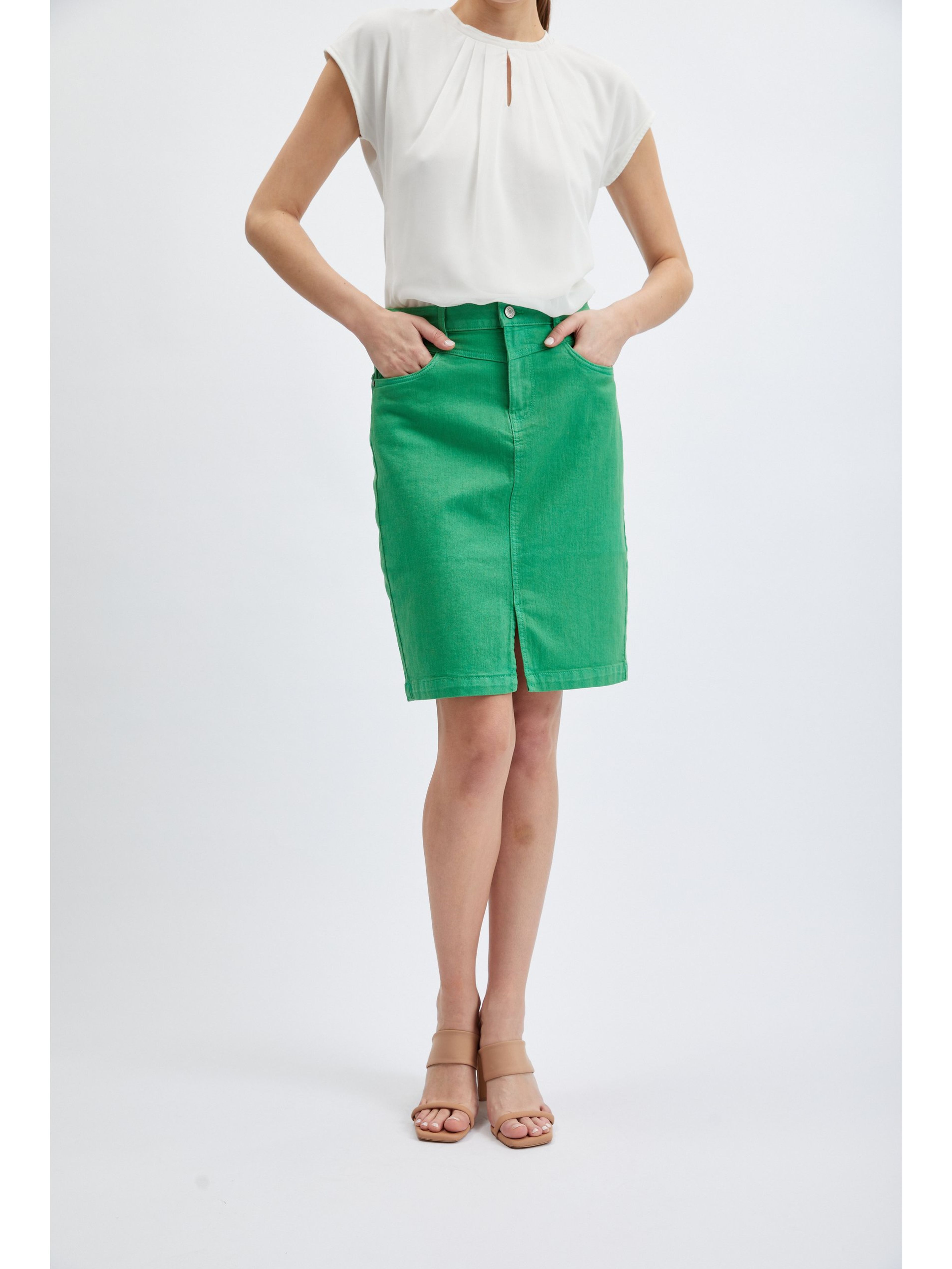 Zelená dámska džínsová sukňa ORSAY