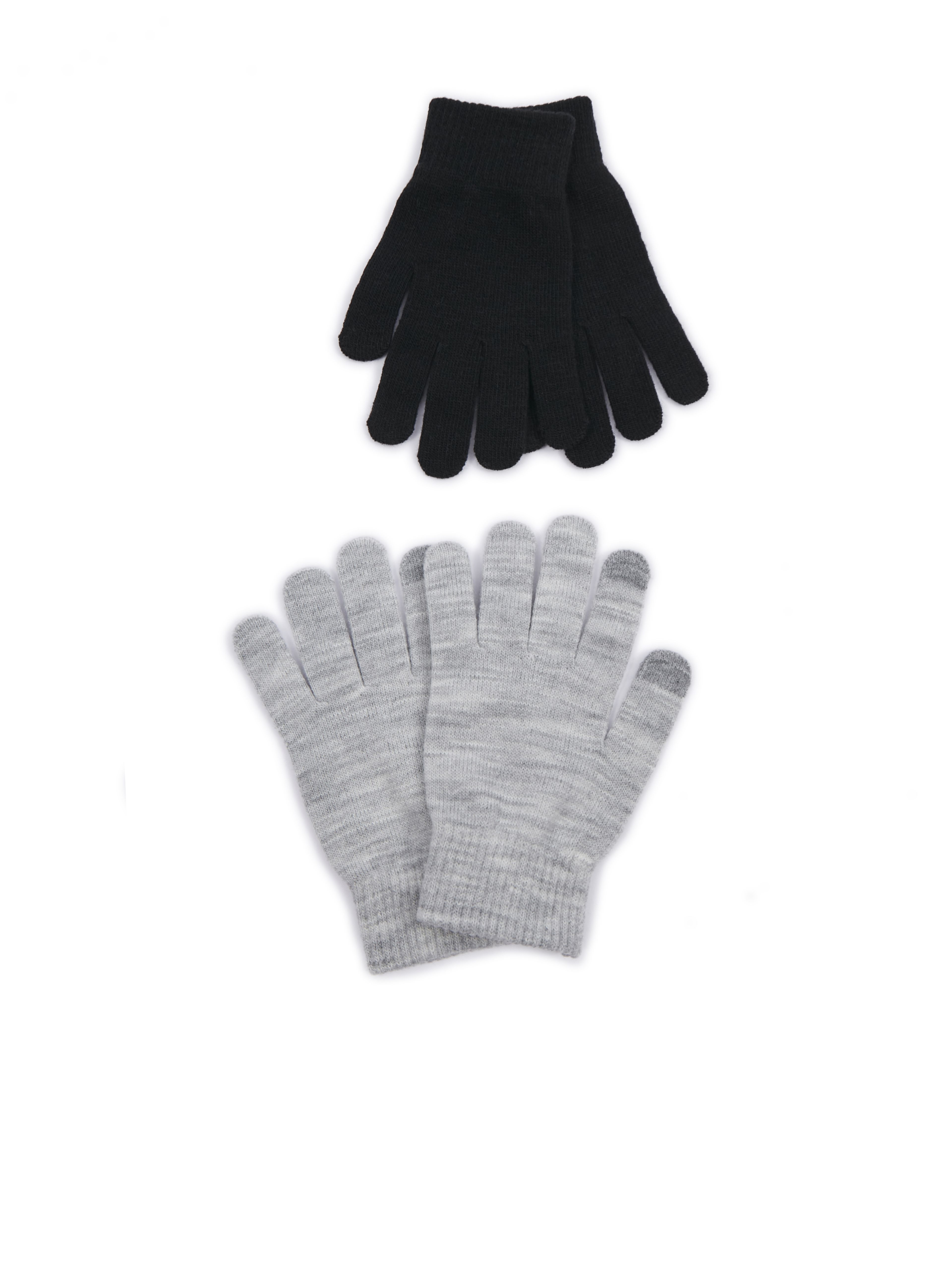 Zestaw dwóch par damskich rękawiczek w kolorze czarnym i jasnoszarym ORSAY
