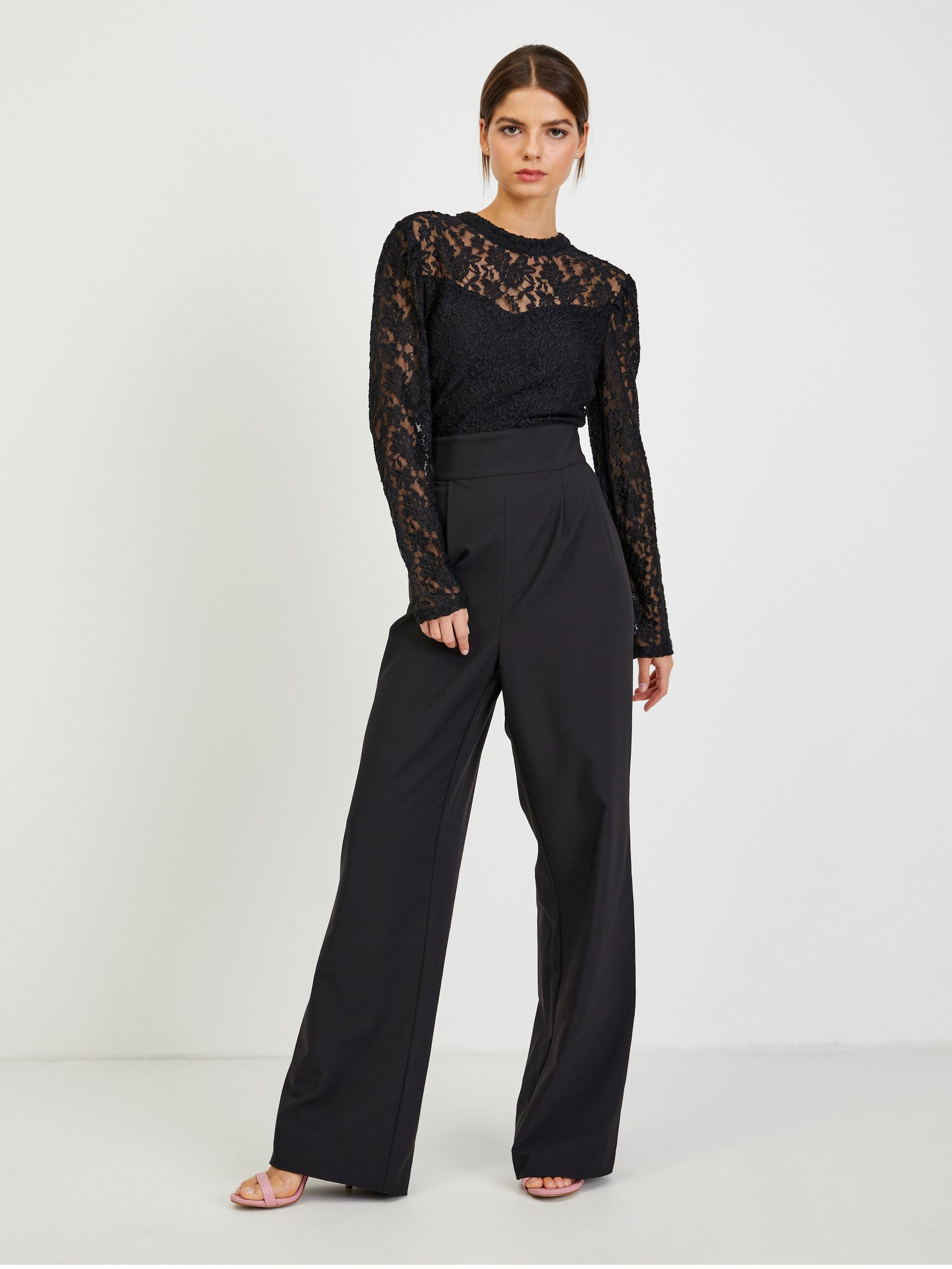 Schwarzer Damen-Jumpsuit mit Spitzendetail ORSAY