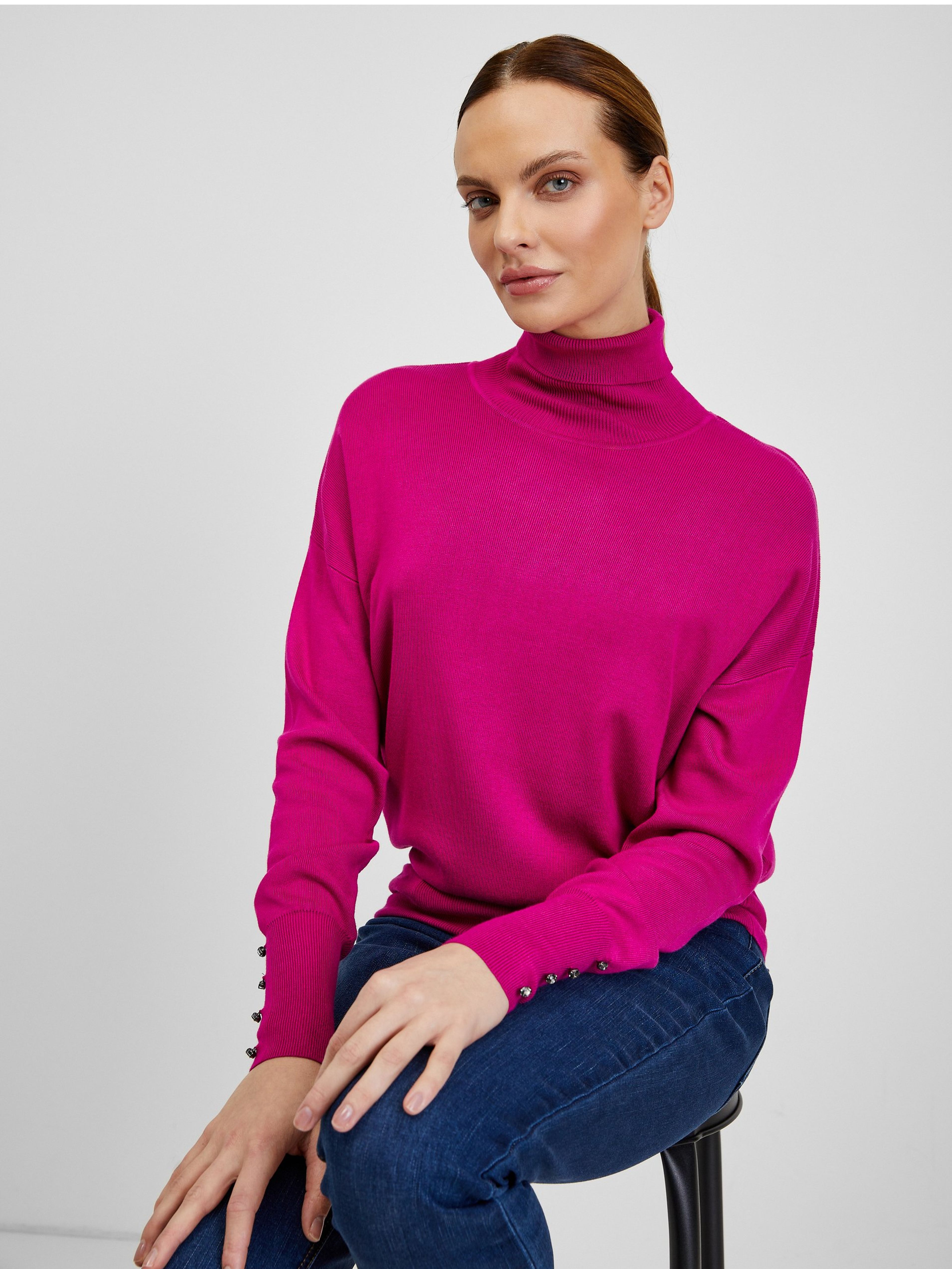 Ciemnoróżowy sweter damski ORSAY