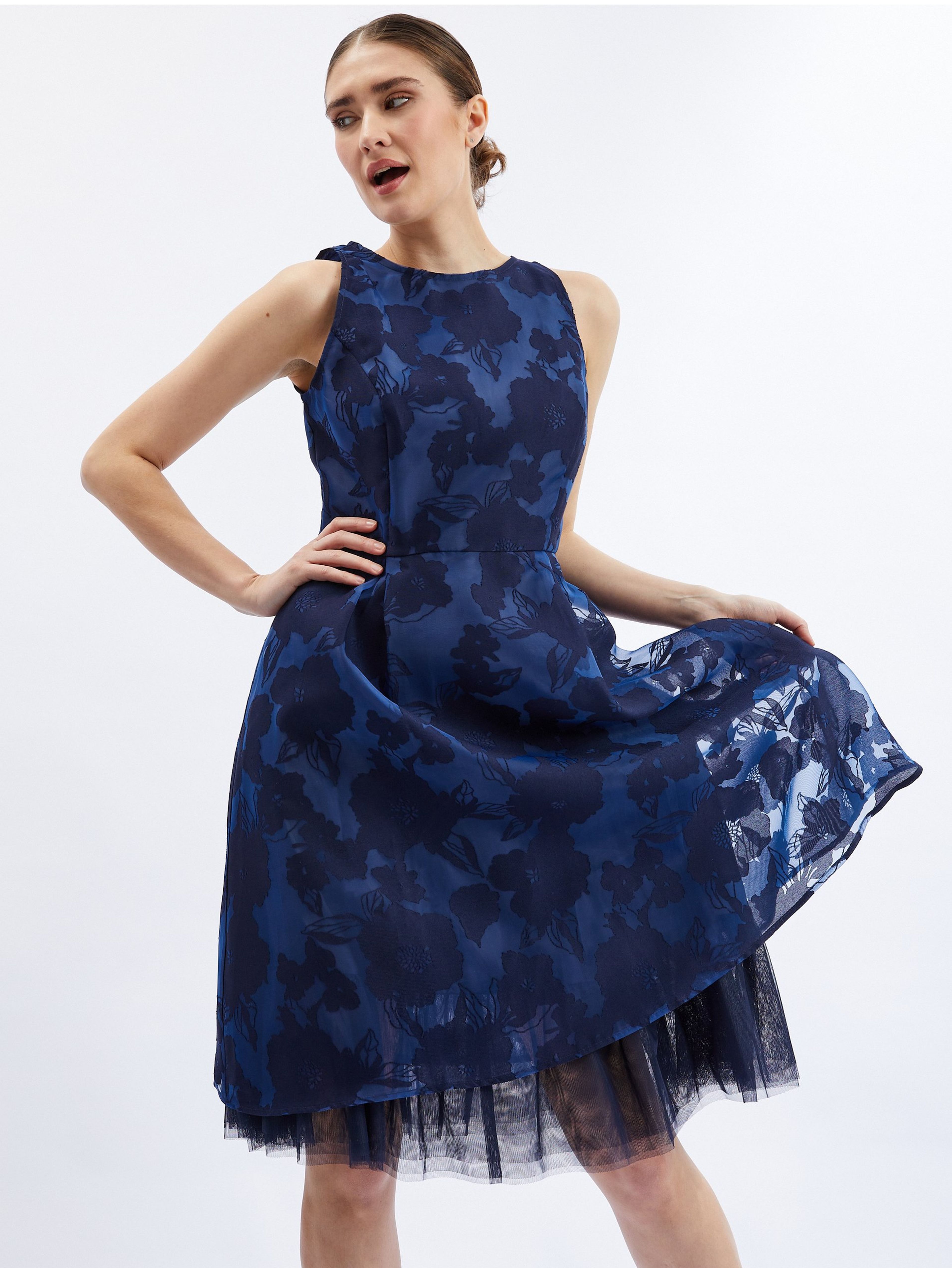 Tmavě modré dámské šaty s ozdobným detailem ORSAY