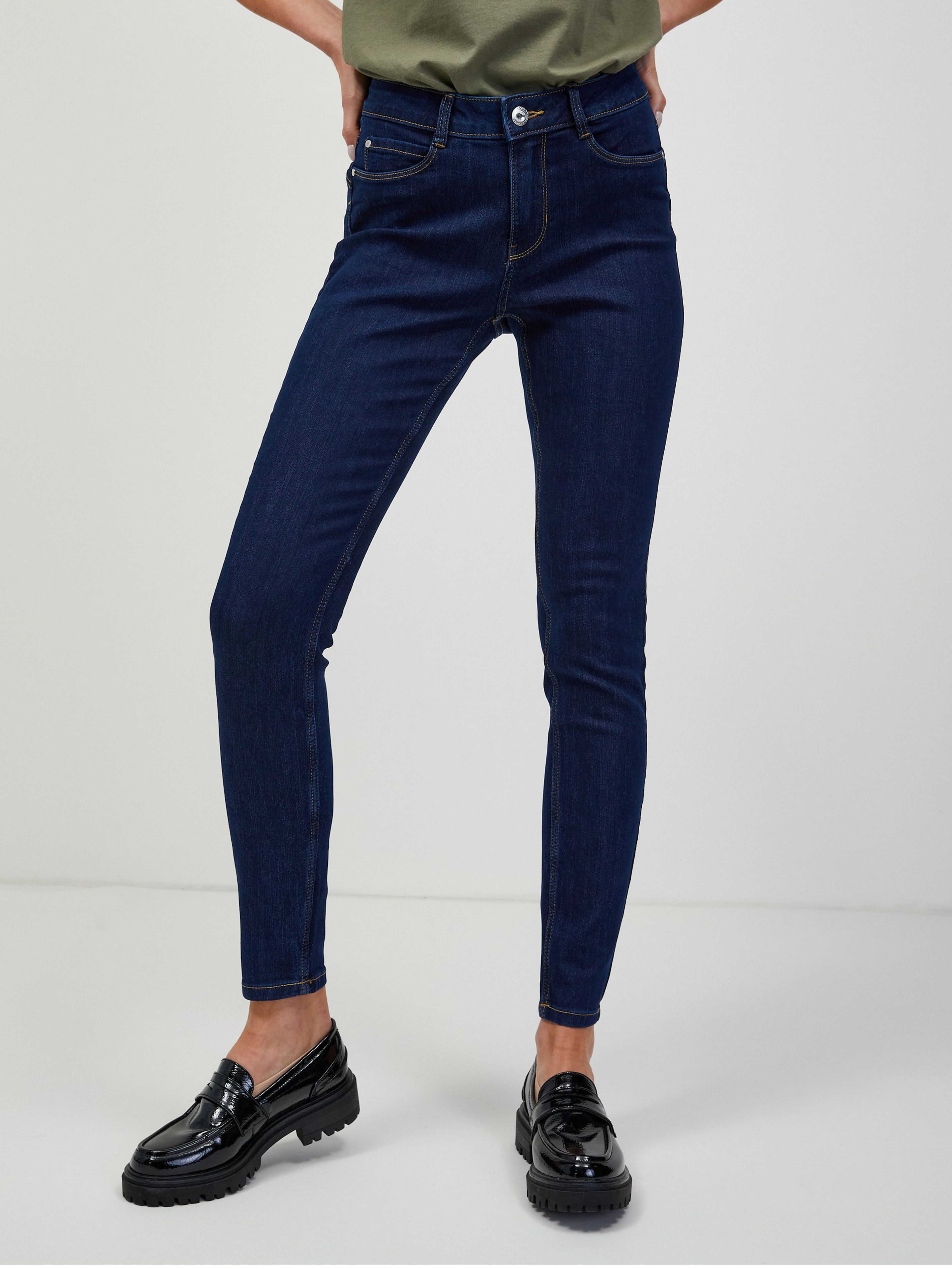Granatowy push up skinny fit jeansy ORSAY