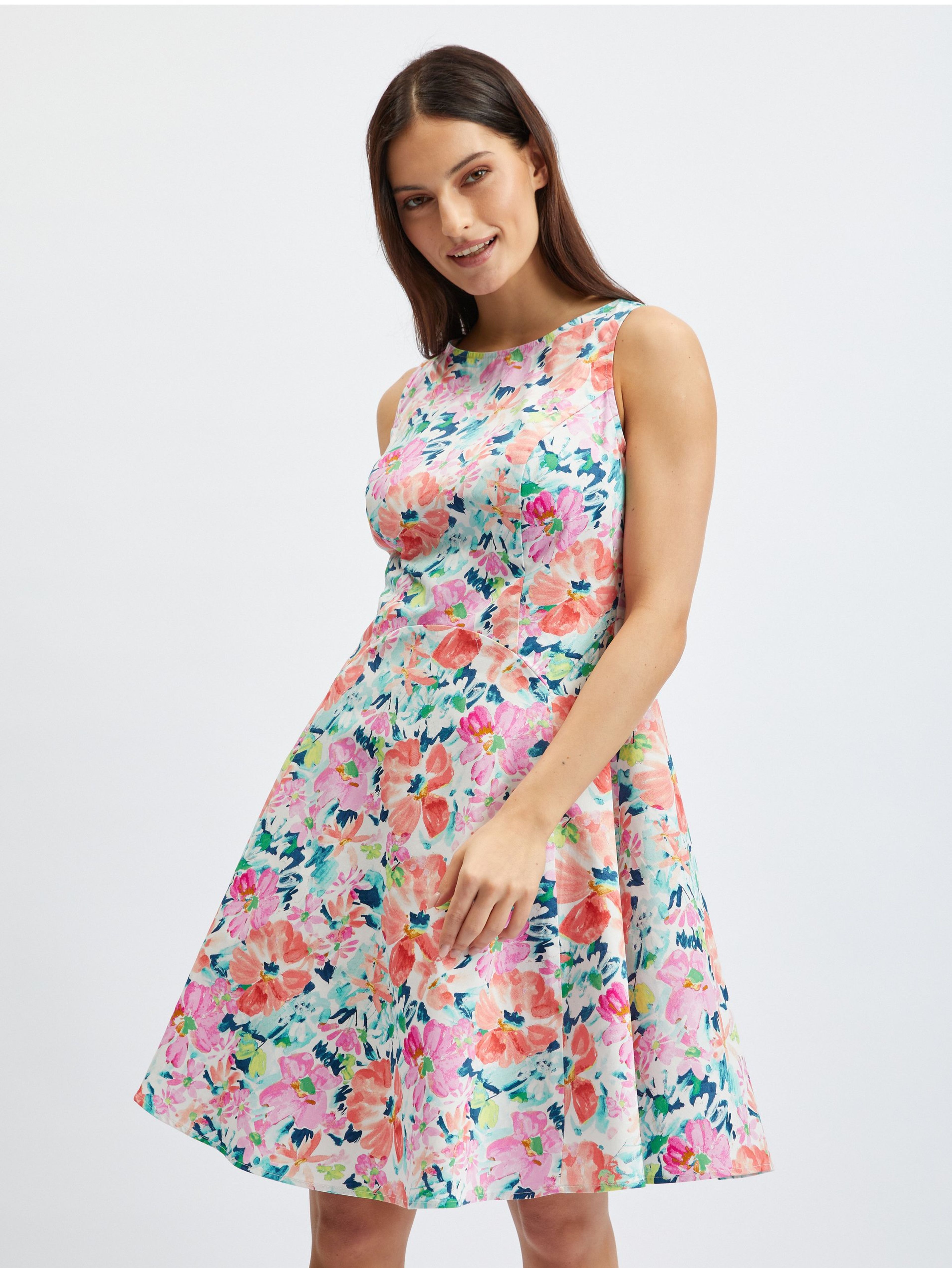 Růžovo-krémové dámské květované šaty ORSAY