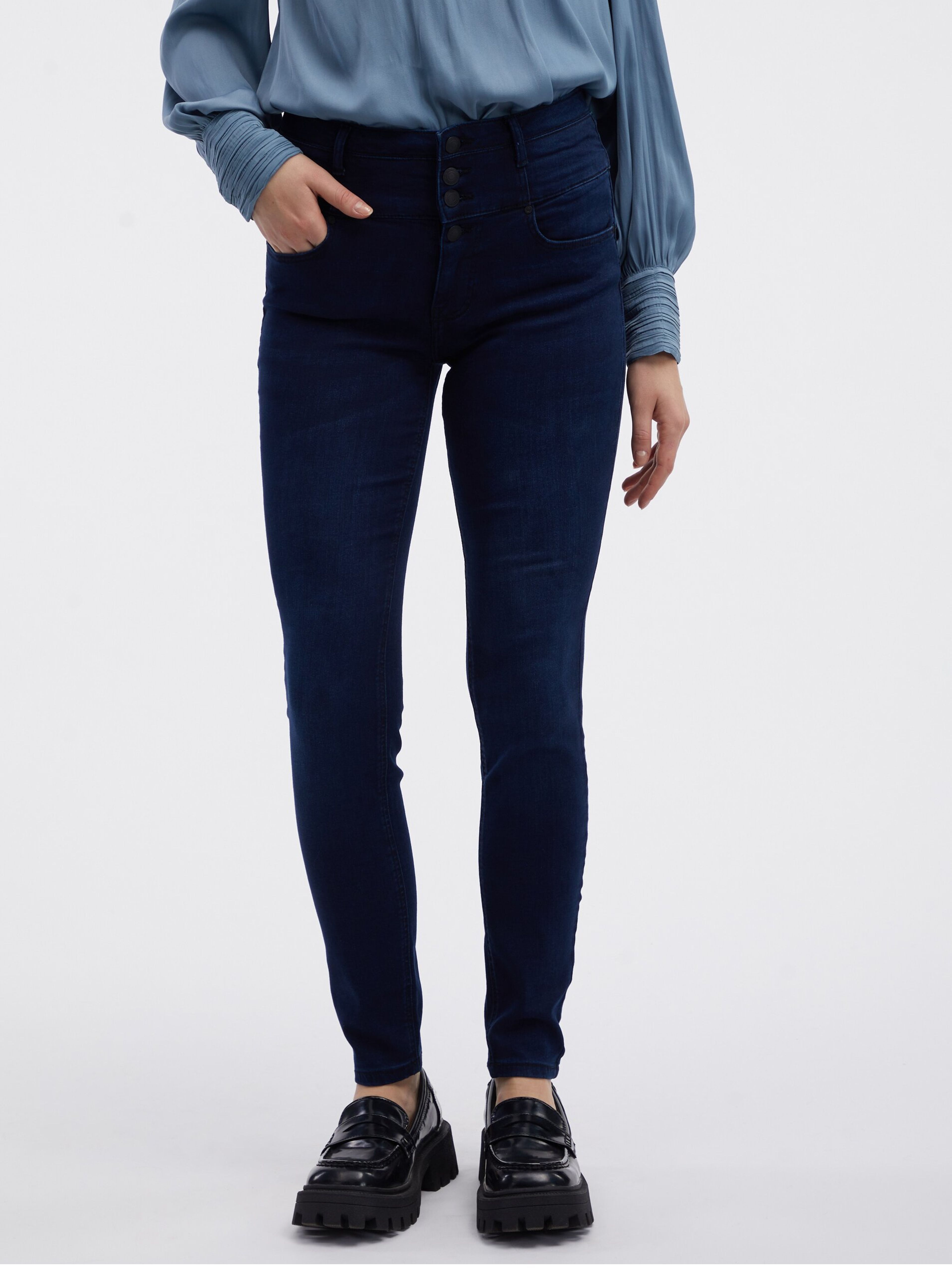 Granatowe jeansy damskie skinny fit ORSAY