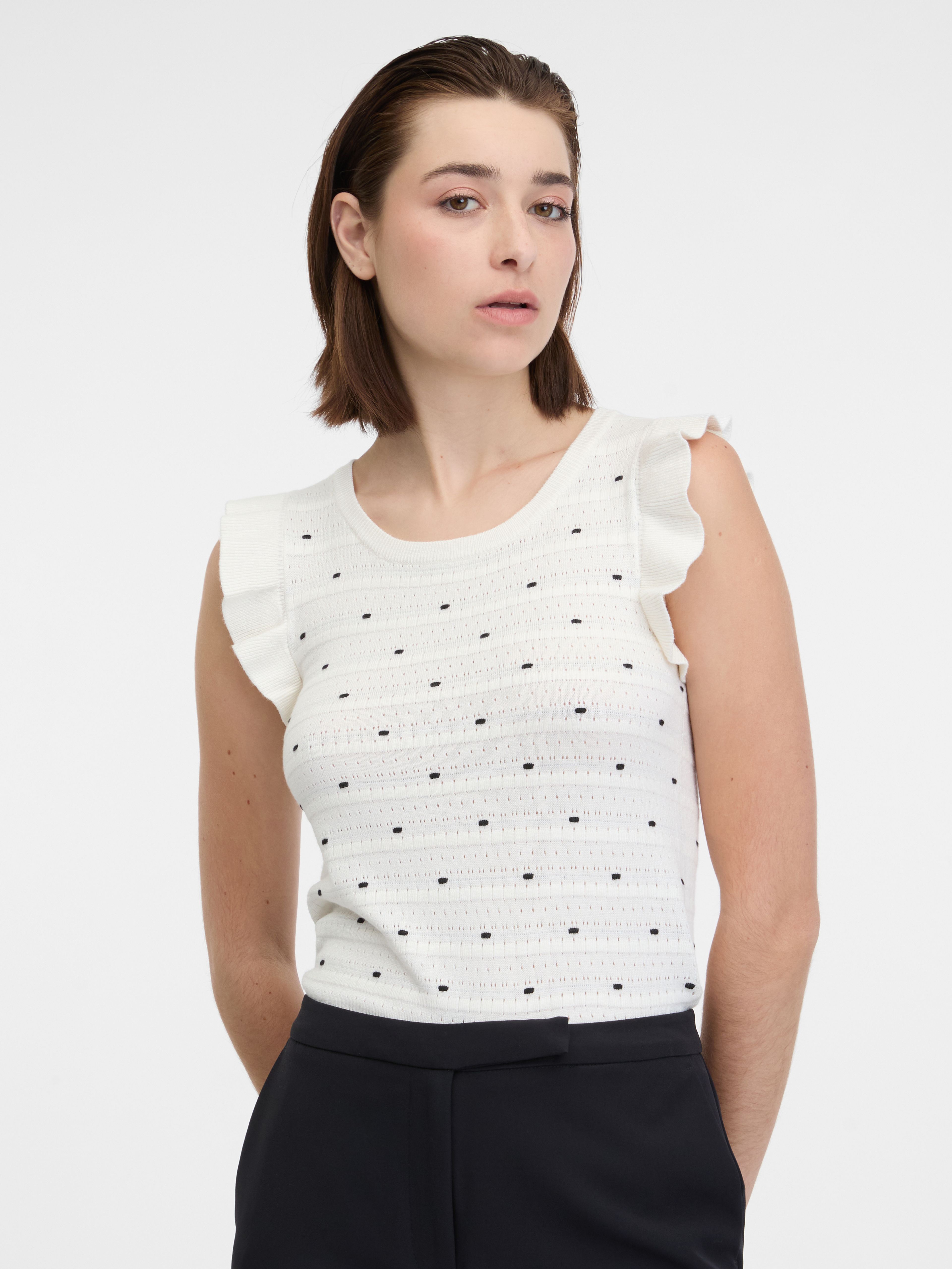 Weißes Damen-Polka-Dot-Pullover-Shirt ORSAY