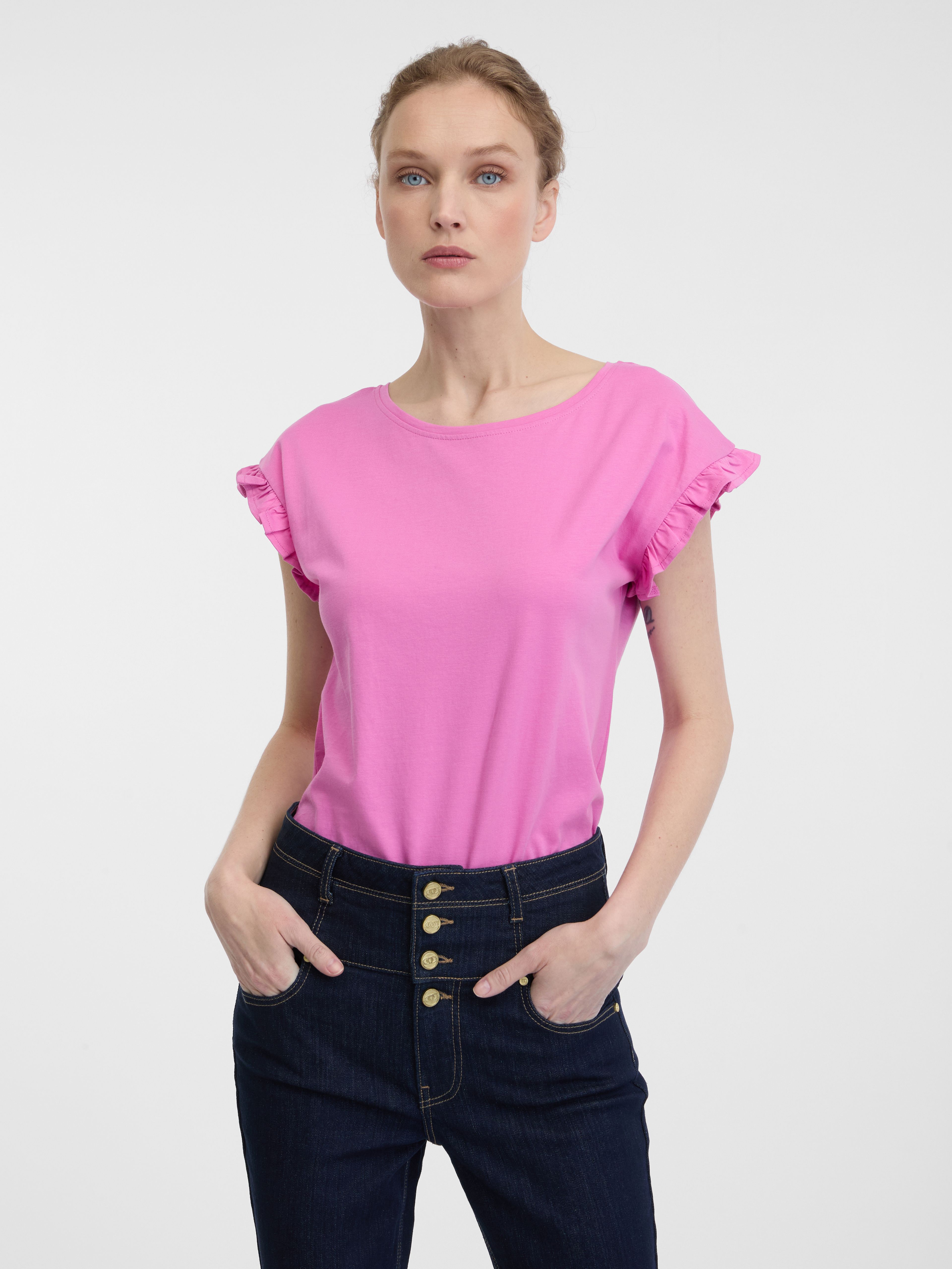 Rožnata ženska majica s kratkimi rokavi ORSAY