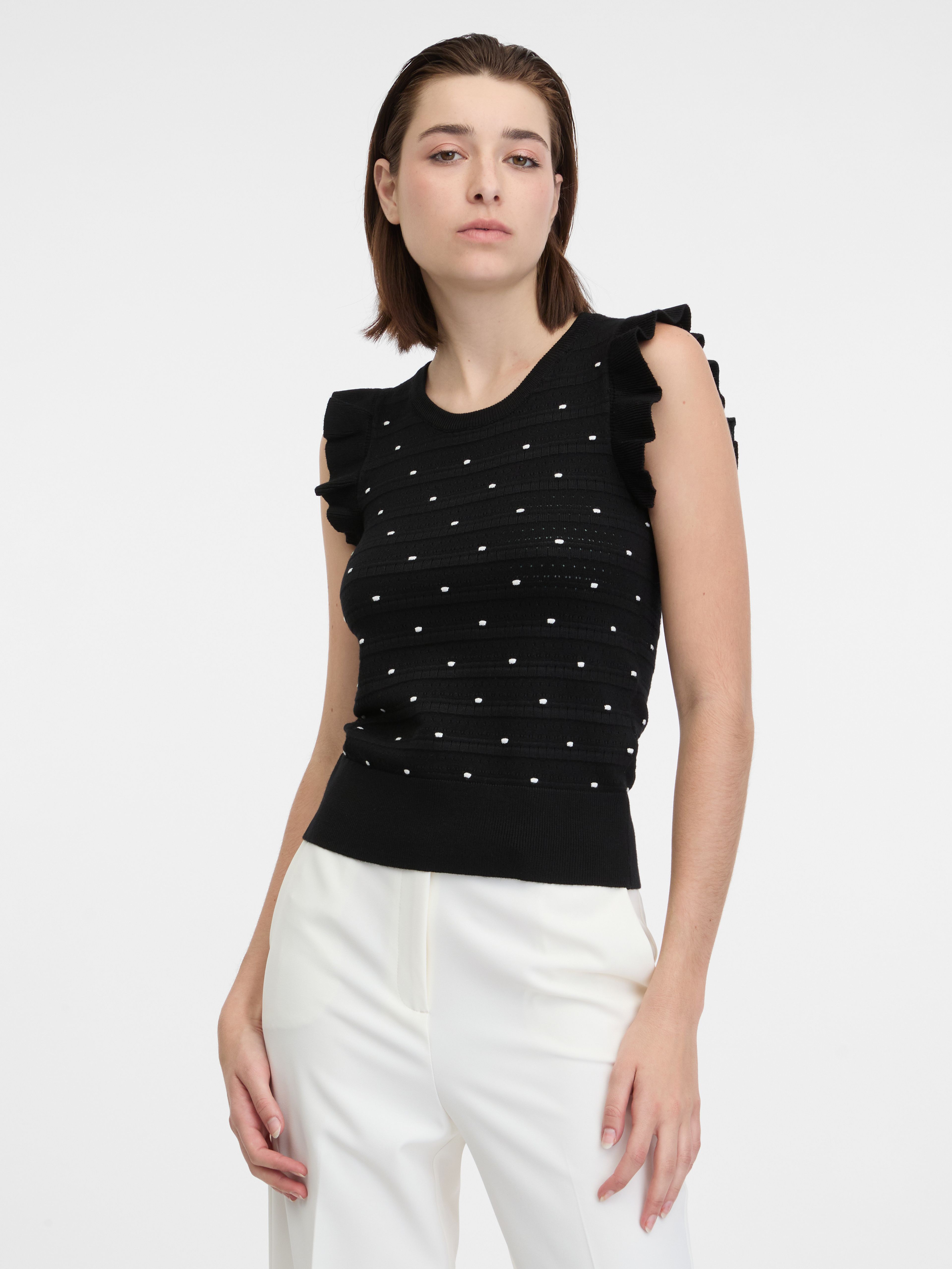 Schwarzes Damen-Polka-Dot-Pullover-Shirt ORSAY