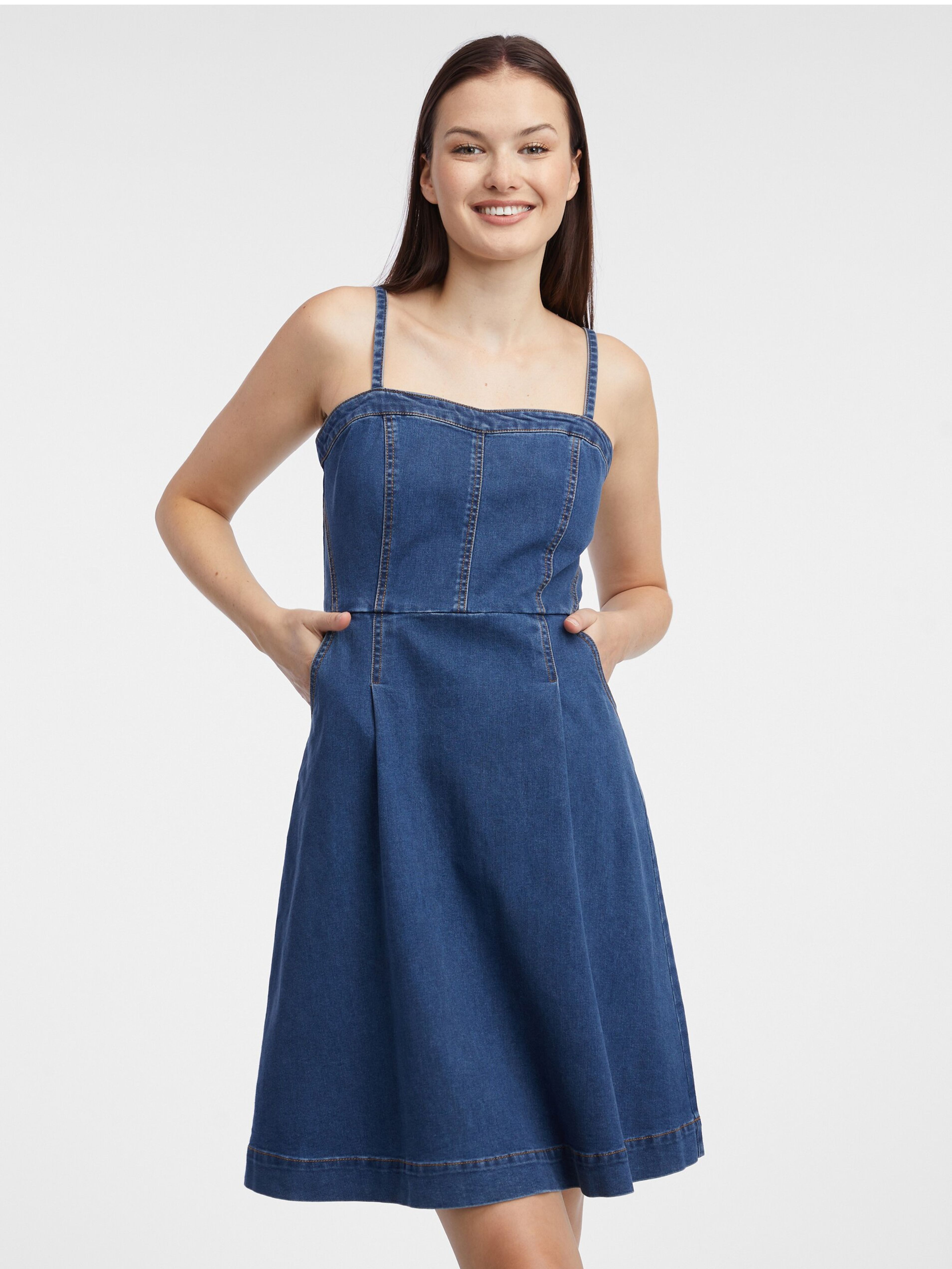 Tmavě modré dámské džínové šaty ORSAY