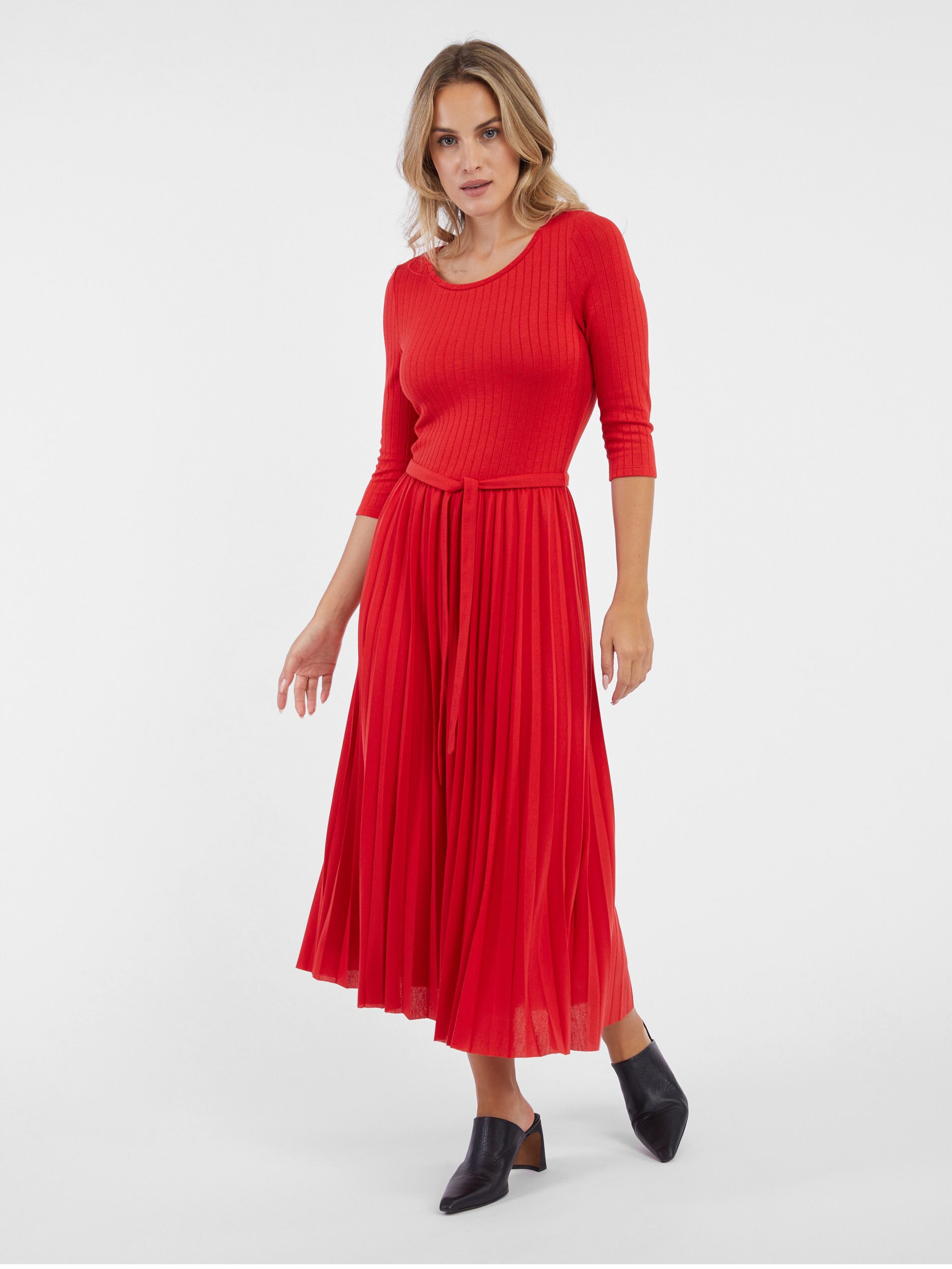 Czerwona damska sukienka maxi ORSAY