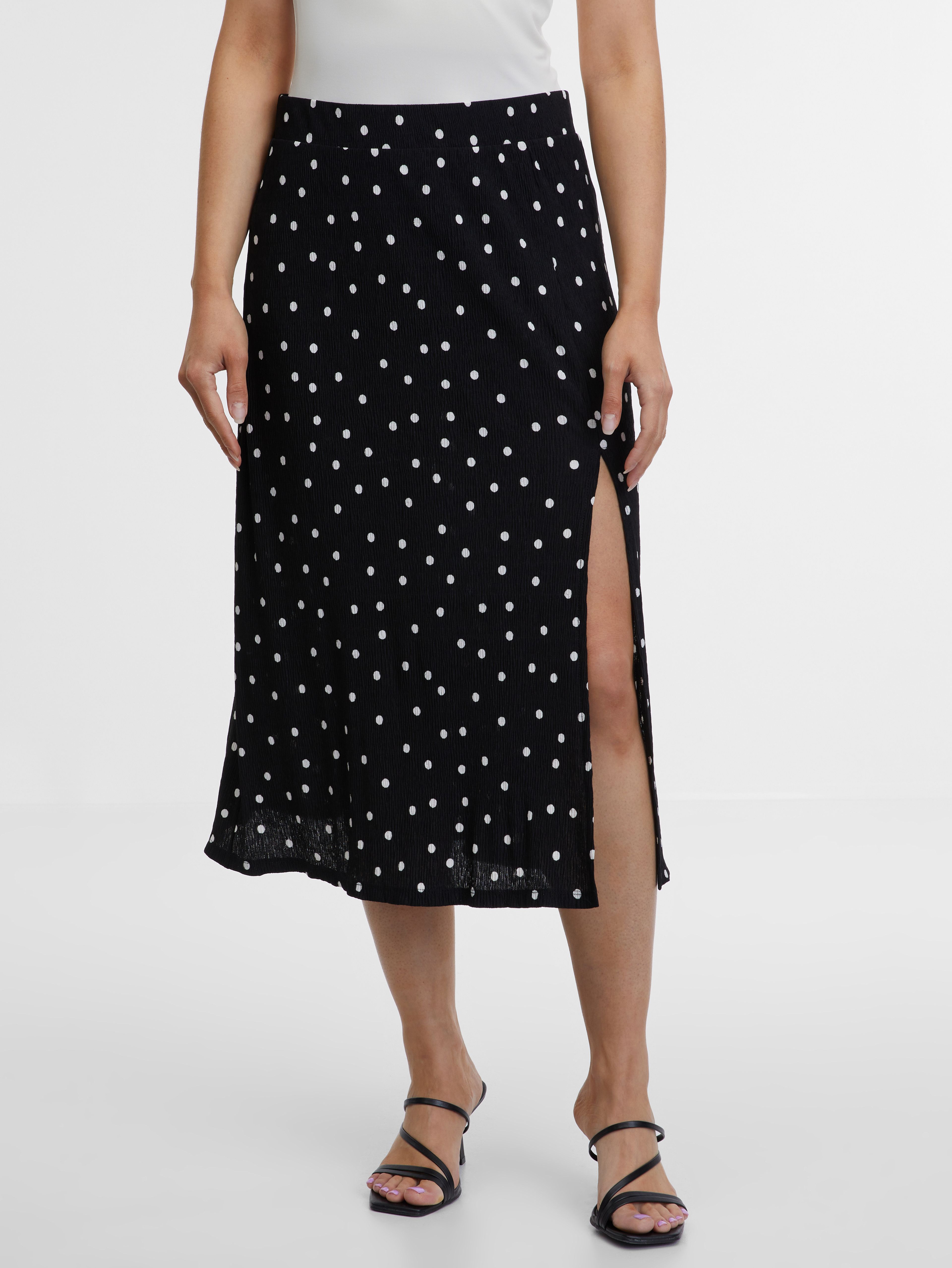 Černá dámská puntíkovaná sukně ORSAY