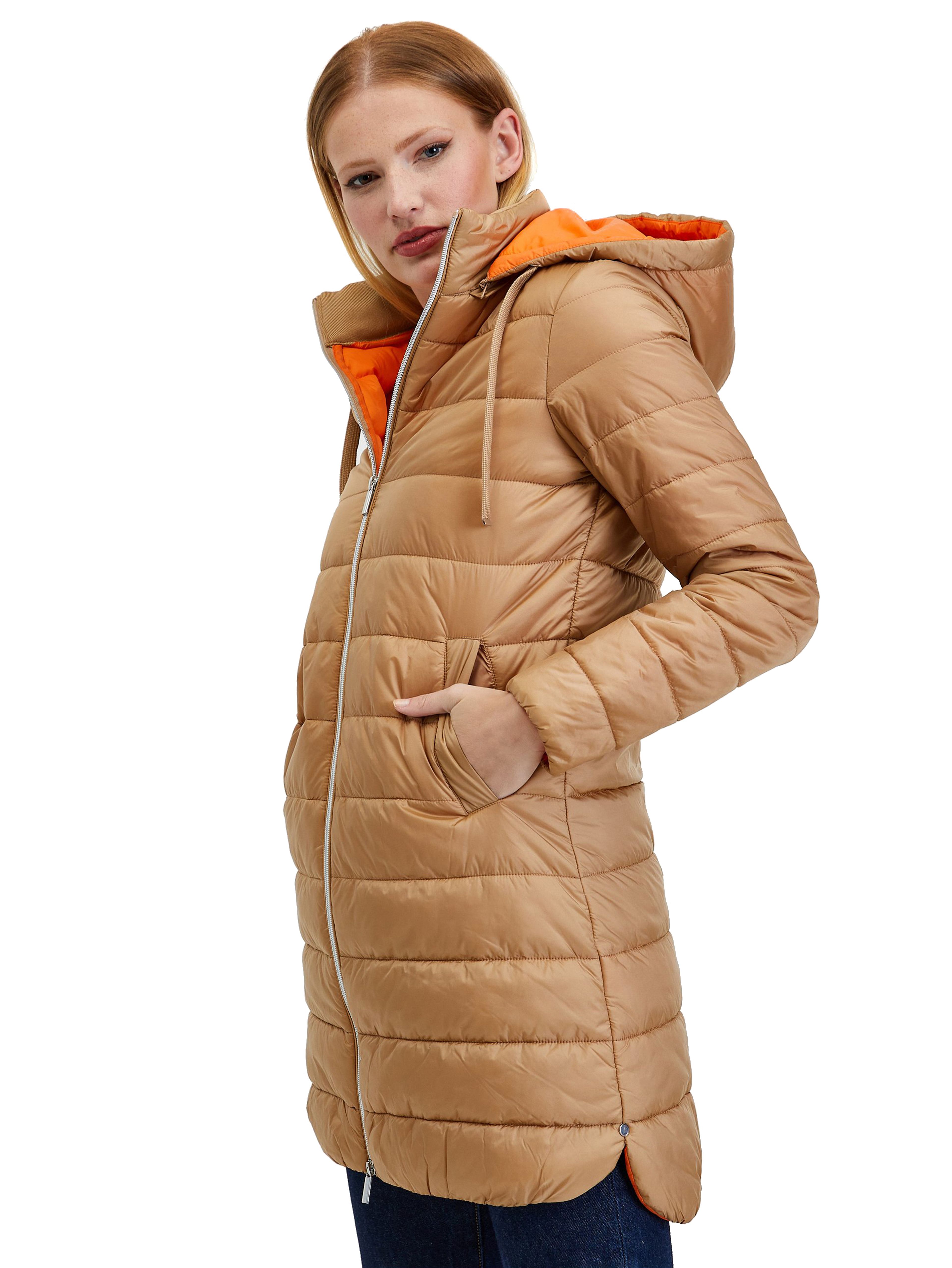 Svetlohnedý dámsky zimný prešívaný kabát ORSAY